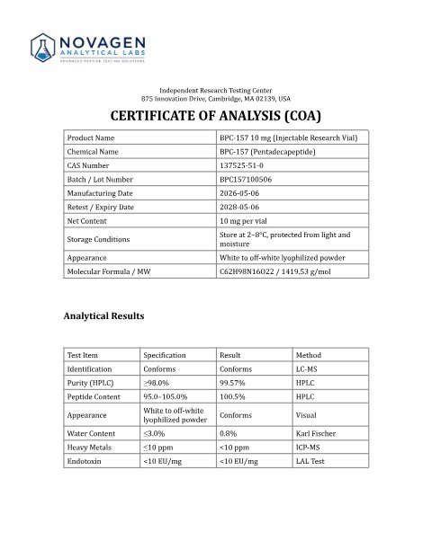 COA batch A001