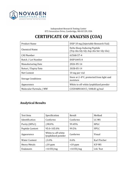 COA batch A001