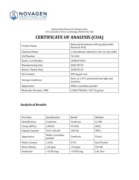 COA batch A001