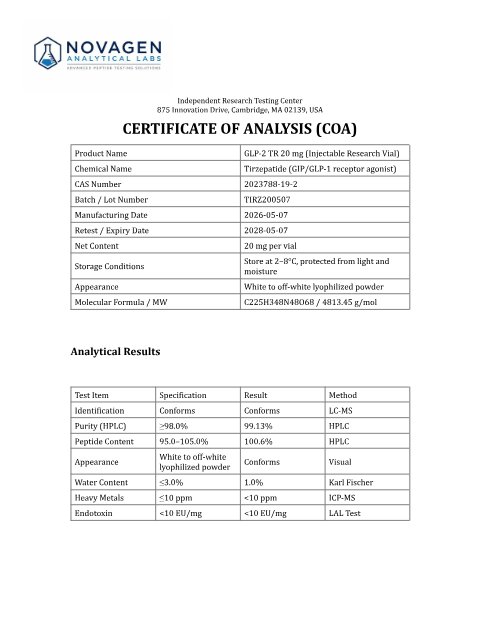 COA batch A001