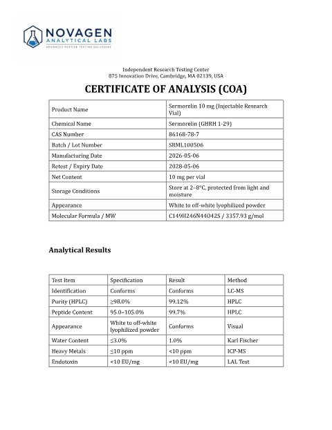 COA batch A001