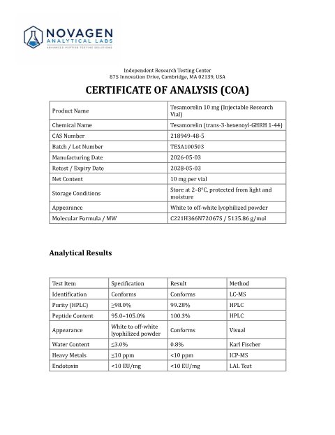 COA batch A001