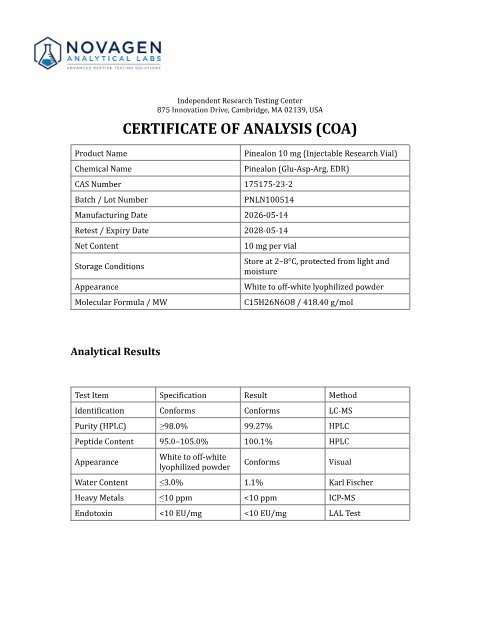 COA batch A001