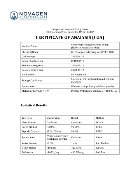 COA batch A001