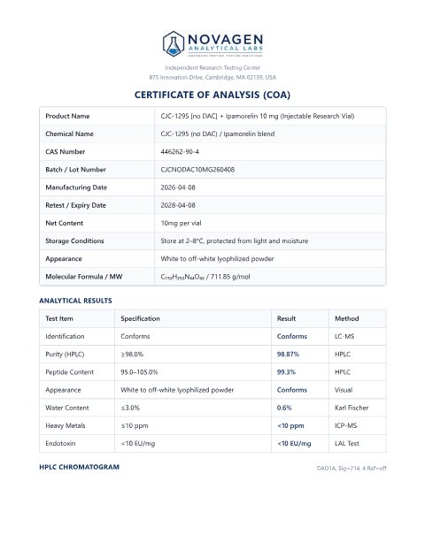COA batch A001