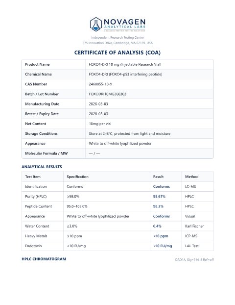 COA batch A001