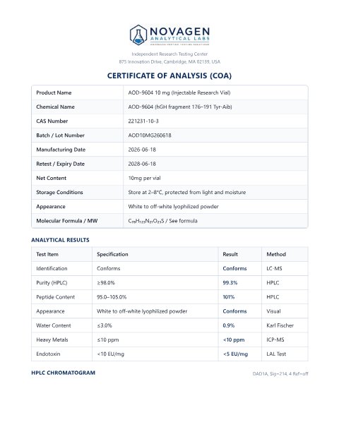 COA batch A001