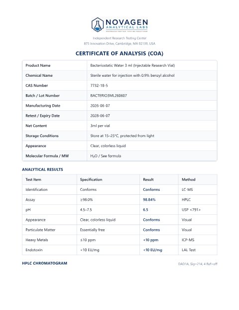 COA batch A001