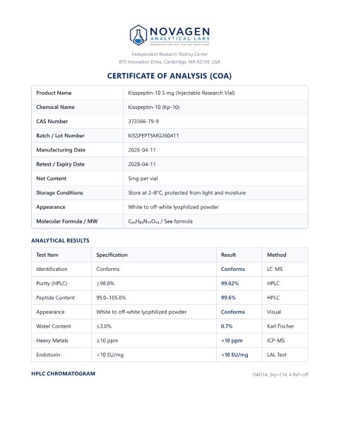 COA batch A001