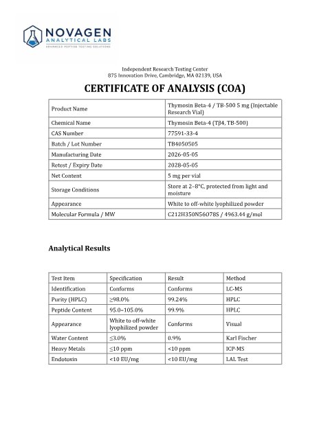 COA batch A001